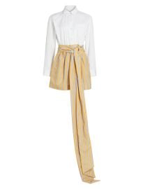 Women\'s Fiona Combo Bow Mini Shirtdress - Optic Marigold Stripe - at Saks Fifth Avenue