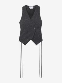 Women\'s Flecked Pinstripe Corset Laced Waistcoat in Grey | McQueen US at McQueen
