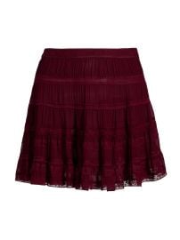 Women\'s Fleetta Tiered Lace Miniskirt - Oxblood - at Saks Fifth Avenue
