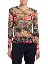 Women\'s Floral Mesh Long-Sleeve Top - at Saks Fifth Avenue