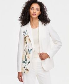 Women\'s Floral Placement-Print One-Button Blazer, Regular & Petite at Macys