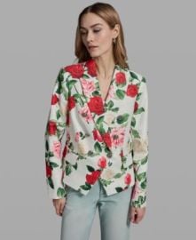 Women\'s Floral Print Collared Blazer at Macys