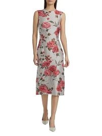 Women\'s Floral Sleeveless Sheath Midi-Dress - Ecru Multi - at Saks Fifth Avenue