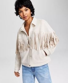 Women\'s Fringe-Trim Faux Suede Jacket, Created for Macy\'s at Macys