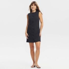 Women\'s Front Button-Down Mini Shift Dress - A New Day™ Black M at Target