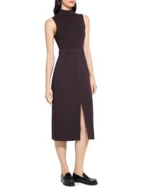 Women\'s Funnel-Neck Crepe Belted Dress - Dark Cacao - at Saks Fifth Avenue
