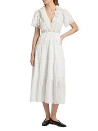 Women\'s Gabriella Lace Cotton Midi-Dress - Salt - at Saks Fifth Avenue