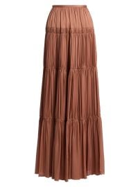 Women\'s Gaelle Silk Tiered High-Waisted Maxi Skirt - Desert Rose - at Saks Fifth Avenue