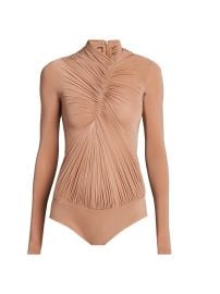 Women\'s Gathered Crepe Jersey Bodysuit - Brandy - at Saks Fifth Avenue