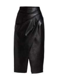 Women\'s Gathered Vegan Leather Skirt - Noir - at Saks Fifth Avenue