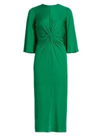 Women\'s Georgette Twist-Front Midi-Dress - Green - at Saks Fifth Avenue