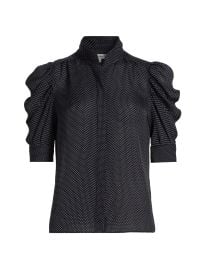 Women\'s Gillian Polka Dot Silk Top - Navy Multi - at Saks Fifth Avenue