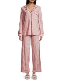 Women\'s Gisele Holiday Pajamas - Duo Stripe True Navy Ivory - at Saks Fifth Avenue