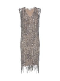 Women\'s Glistening Abstract Embroidery Knit Dress - Light Grey - at Saks Fifth Avenue