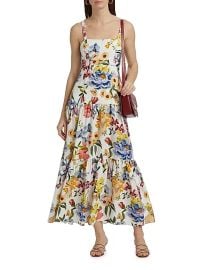 Women\'s Greek Garden Floral Linen-Blend Maxi Dress - Off White - at Saks Fifth Avenue