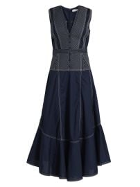 Women\'s Grega Striped Cotton Midi-Dress - Navy - at Saks Fifth Avenue