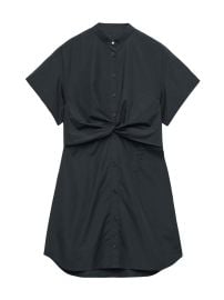 Women\'s Gretchen Poplin Twist Mini Shirtdress - Black - at Saks Fifth Avenue