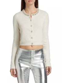 Women\'s Greyson Embellished Cashmere Crop Cardigan - Ecru - at Saks Fifth Avenue