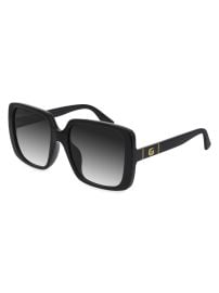 Women\'s Gucci Lines 56MM Rectangular Sunglasses - Black at Saks Fifth Avenue