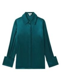 Women\'s Hailey Silk Button-Front Shirt - Teal - at Saks Fifth Avenue