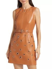 Women\'s Harriet Faux Leather Minidress - Chestnut Brown - at Saks Fifth Avenue