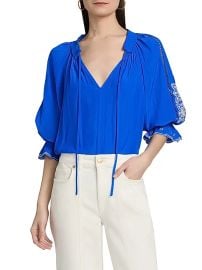 Women\'s Haven Embroidered Top - Capri Blue - at Saks Fifth Avenue