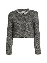 Women\'s Herringbone Embellished Blazer - Black - at Saks Fifth Avenue