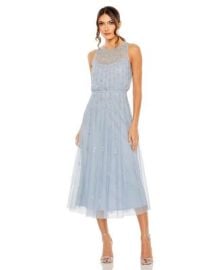 Women\'s High Neck Sleeveless Embelished A Line Dress at Macys