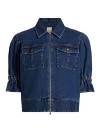 Women\'s Holly Puff-Sleeve Denim Jacket - Ocean - at Saks Fifth Avenue