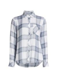 Women\'s Hunter Plaid Button-Up Shirt - White Indigo Melange - at Saks Fifth Avenue