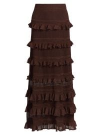 Women\'s Hypnotic Knitted Lace Frill Maxi Skirt - Metallic Chocolate - at Saks Fifth Avenue