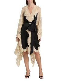 Women\'s Hypnotic Lace & Satin Wrap Dress - Black - at Saks Fifth Avenue