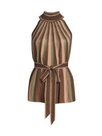 Women\'s Hypnotic Striped Halter Top - Metallic Green Stripe - at Saks Fifth Avenue