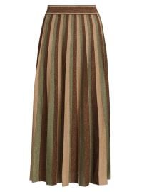 Women\'s Hypnotic Striped Midi-Skirt - Metallic Green Stripe - at Saks Fifth Avenue