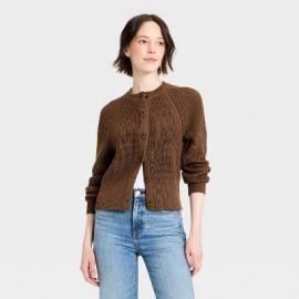 Women\'s Iconic Cotton Cardigan - Universal Thread™ Brown XS at Target