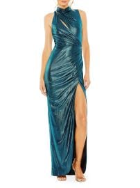 Women\'s Ieena High-Neck Lamé Gown - Black - at Saks Fifth Avenue