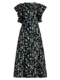 Women\'s Imara Floral Cotton Flutter-Sleeve Midi-Dress - Kaleidoscope - at Saks Fifth Avenue