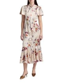 Women\'s Iris Bouquet Willow Floral A-Line Midi-Shirtdress - Oatmilk Multi - at Saks Fifth Avenue
