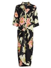 Women\'s Iris Floral Tie-Waist Shirtdress - Black Multi - at Saks Fifth Avenue