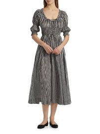 Women\'s Ischia Gingham Cotton Tie-Waist Midi Dress - Noir Greta Gingham - at Saks Fifth Avenue