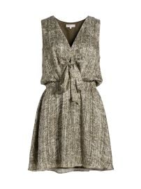 Women\'s Itzel Printed Silk-Blend V-Neck Minidress - Olive Baja Dot - at Saks Fifth Avenue