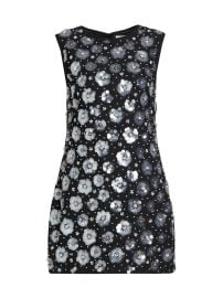 Women\'s Ivette Floral Sequined Shift Minidress - Black Multi - at Saks Fifth Avenue