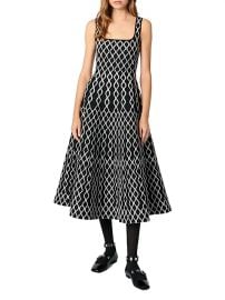 Women\'s Jacquard Knit Midi Dress - Black White - at Saks Fifth Avenue