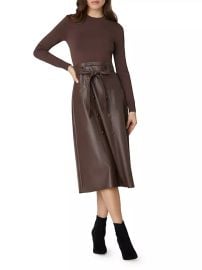 Women\'s Jaden Mixed-Media Dress - Chocolate Brown - at Saks Fifth Avenue