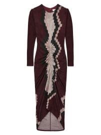 Women\'s Jersey Ruched Printed Midi-Dress - Burgundy - at Saks Fifth Avenue