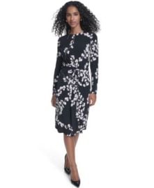Women\'s Jersey Surplice Long-Sleeve Crewneck Dress at Macys