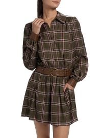 Women\'s Jim Check Belted Mini-Shirtdress - Deep Olive Plaid - at Saks Fifth Avenue