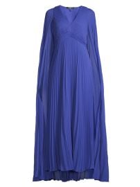 Women\'s Joelle Plissé Cape Maxi Dress - Lapis Blue - at Saks Fifth Avenue