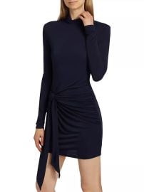 Women\'s Johnson Knit Turtleneck Tie-Waist Minidress - Navy - at Saks Fifth Avenue