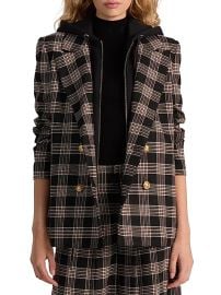 Women\\\'s Jordan Plaid Removable Hoodie Blazer - Black Multi - at Saks Fifth Avenue